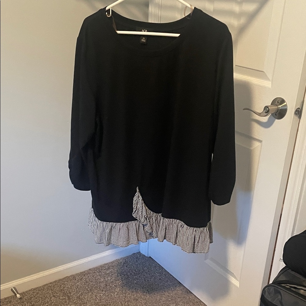 AGB Black Top with Checkered Detail